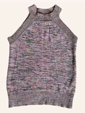 Code X Mode Multicolor Pink Ribbed Mock Neck Sleeveless Sweater Top Size Small